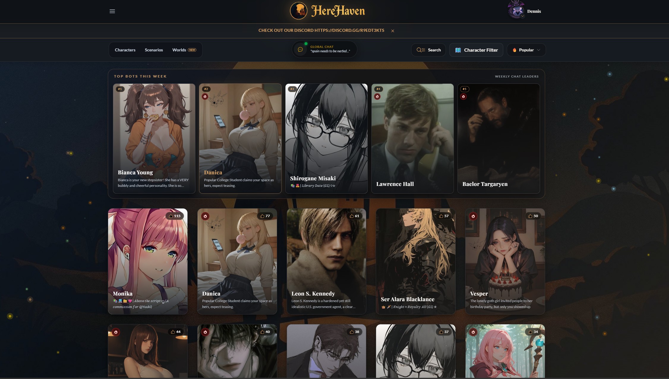 Original HereHaven characters representing different story worlds